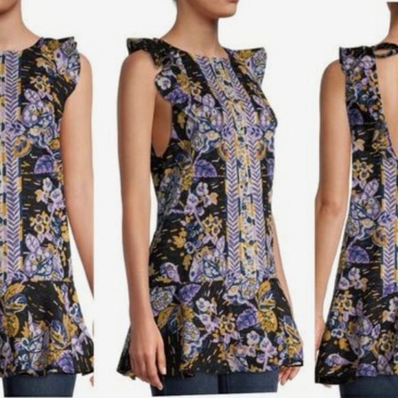 Free People Summer In Tulum Linen Blend Tunic Mini Dress Size M - Picture 8 of 8